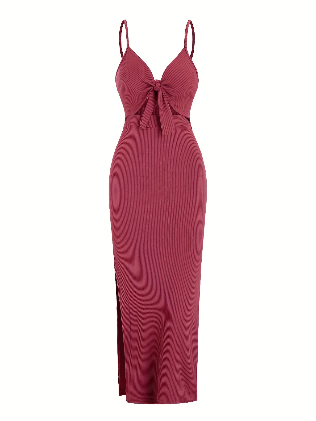 Europe and America Knit Simple Sleeveless Suspender Dress in Spring and Summer, Leaking Back and sexy Long Skirt with Neck.