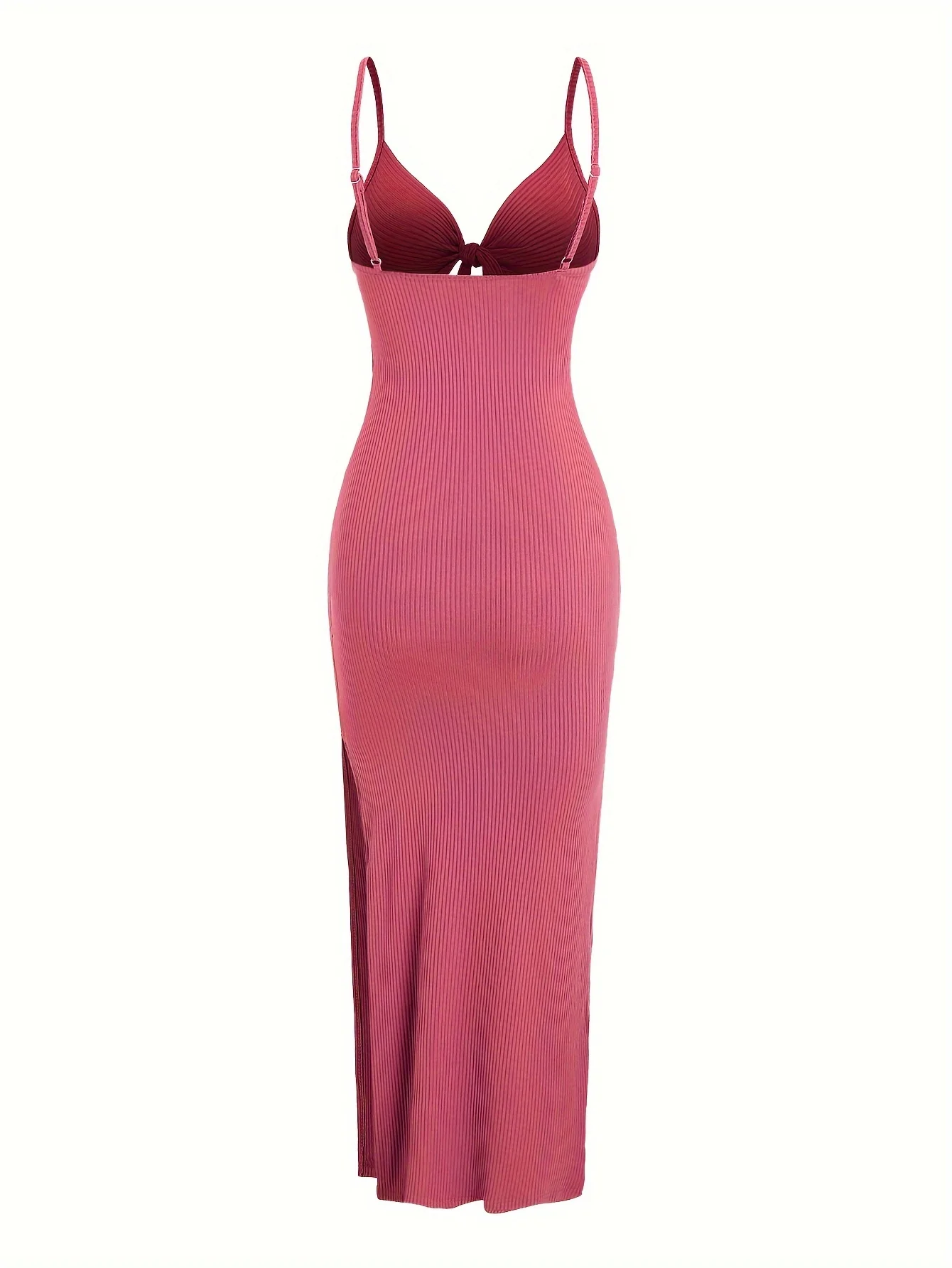 Europe and America Knit Simple Sleeveless Suspender Dress in Spring and Summer, Leaking Back and sexy Long Skirt with Neck.