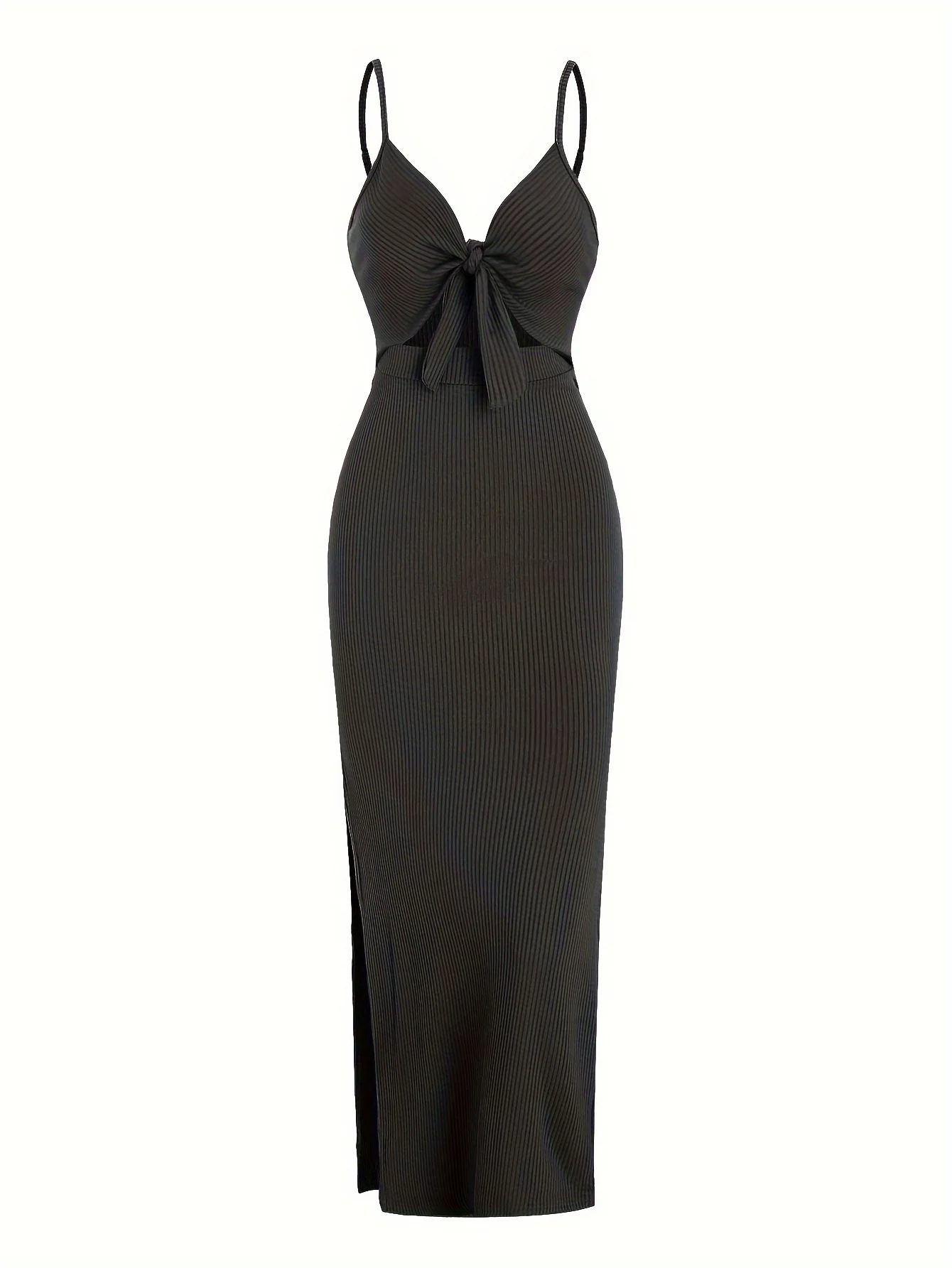Europe and America Knit Simple Sleeveless Suspender Dress in Spring and Summer, Leaking Back and sexy Long Skirt with Neck.