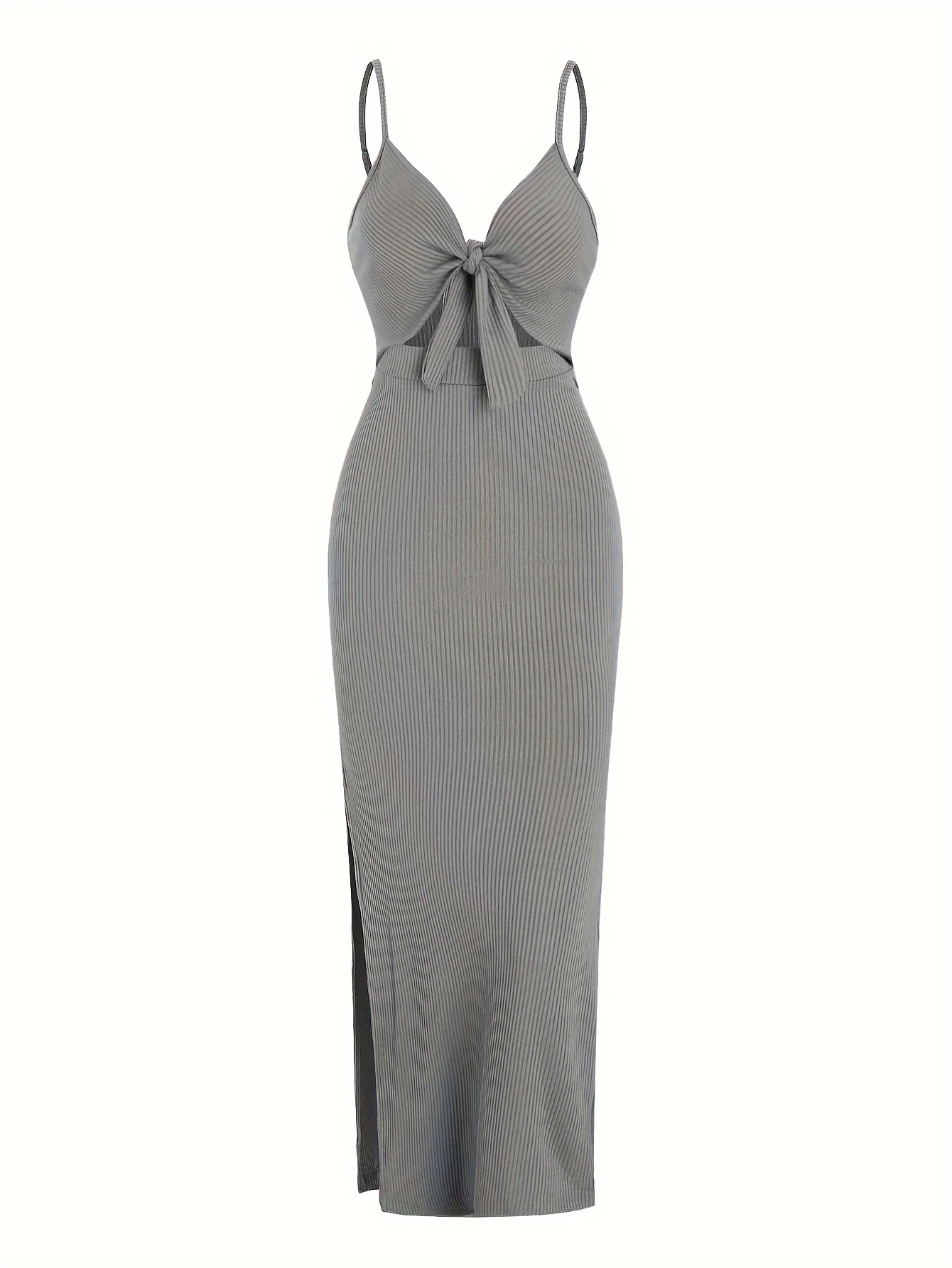 Europe and America Knit Simple Sleeveless Suspender Dress in Spring and Summer, Leaking Back and sexy Long Skirt with Neck.