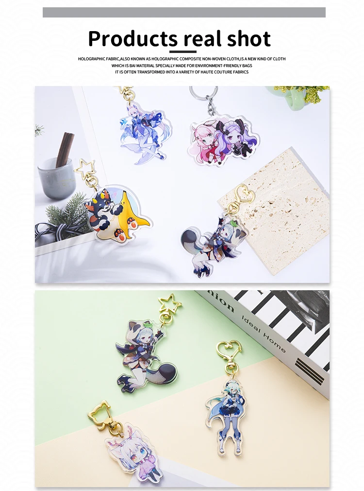 Custom Keychains Cartoon Llavero Photo Customized Anime Transparent Charm Hologram Clear Acrylic Personalized Key Rings for Gift