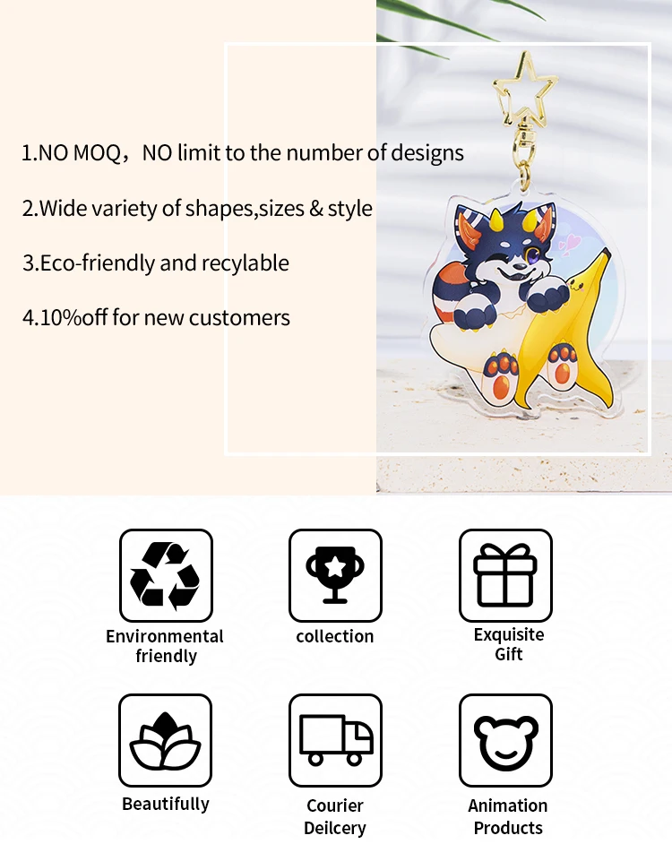 Custom Keychains Cartoon Llavero Photo Customized Anime Transparent Charm Hologram Clear Acrylic Personalized Key Rings for Gift