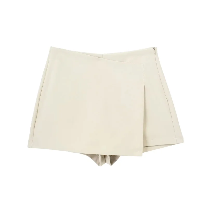 MUJER 2025 Asymmetric Skort For Women Black High Waist Mini Skirt Shorts Women Casual Bermuda Shorts Woman Summer Skirt Shorts