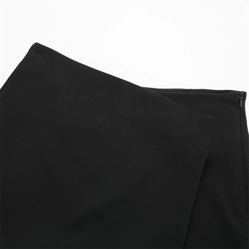 MUJER 2025 Asymmetric Skort For Women Black High Waist Mini Skirt Shorts Women Casual Bermuda Shorts Woman Summer Skirt Shorts