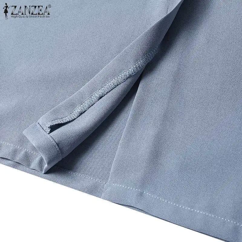 ZANZEA Women’s Sexy V-Neck Bodycon Party Dress, Ruched Waist Knee Length Dress 3/4 Sleeve, Summer Elegant Office Work Robe Femme