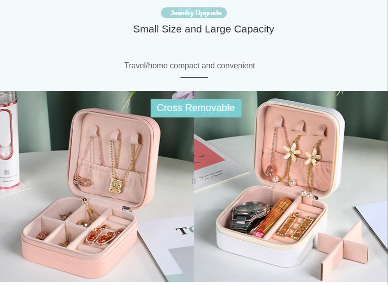 Jewelry Organizer Display Travel PUJewelry Case Boxes Travel Portable Jewelry Box Storage Organizer Earring Holder Gift
