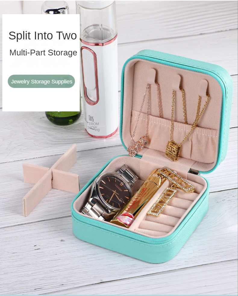 Jewelry Organizer Display Travel PUJewelry Case Boxes Travel Portable Jewelry Box Storage Organizer Earring Holder Gift