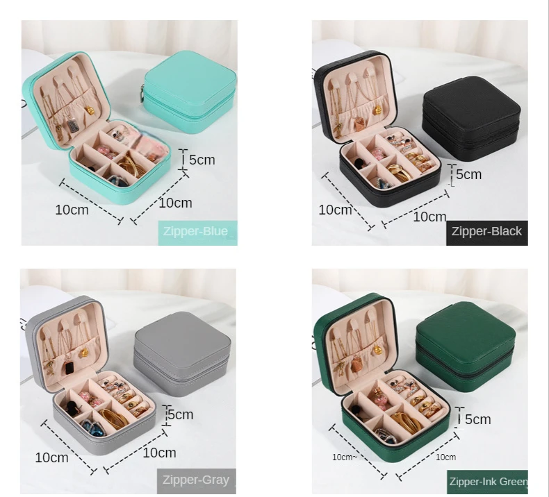 Jewelry Organizer Display Travel PUJewelry Case Boxes Travel Portable Jewelry Box Storage Organizer Earring Holder Gift