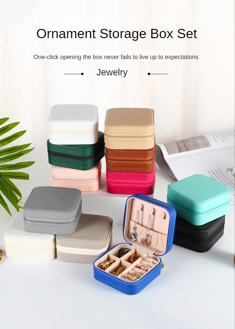 Jewelry Organizer Display Travel PUJewelry Case Boxes Travel Portable Jewelry Box Storage Organizer Earring Holder Gift