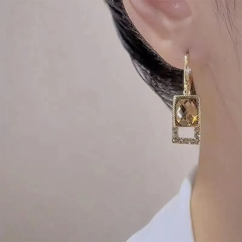 925 Silver Needle Korean Fashion Zircon Drop Earrings For Women Jewelry 2026 Trending New Luxury Vintage Gold Color Earrings