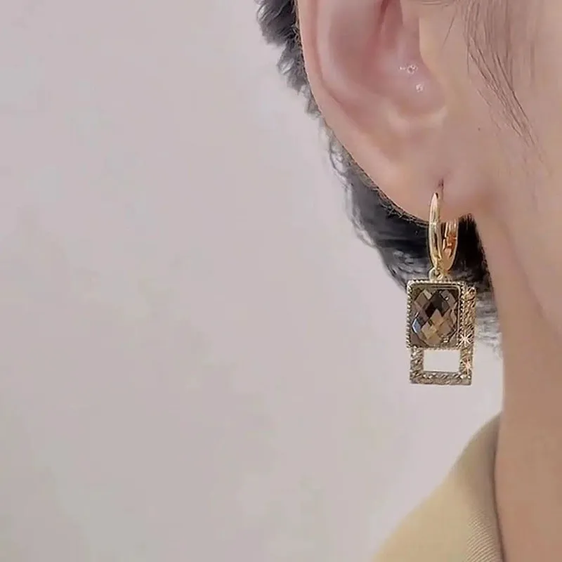 925 Silver Needle Korean Fashion Zircon Drop Earrings For Women Jewelry 2026 Trending New Luxury Vintage Gold Color Earrings