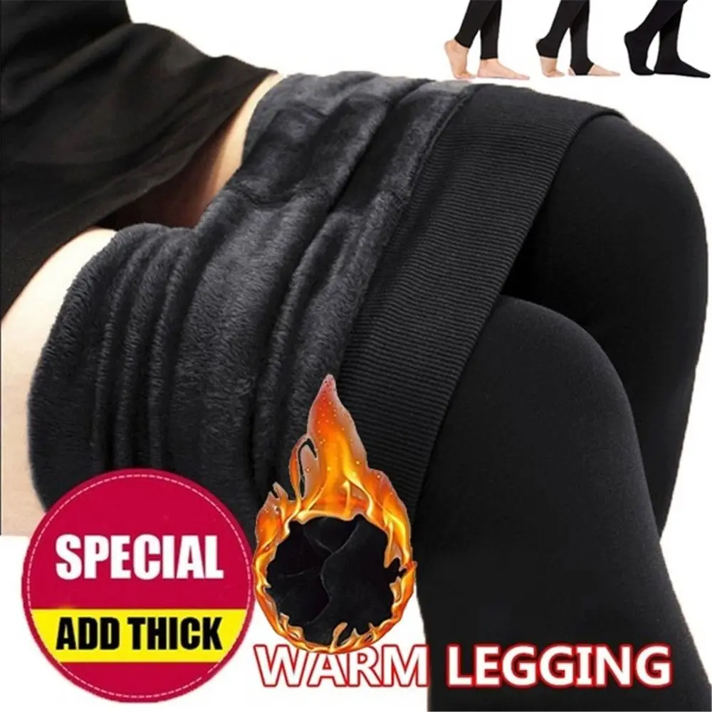Women Winter Thermal Warm Thick Pantyhose Fluff Lined Stretch Slim Leggings Pants