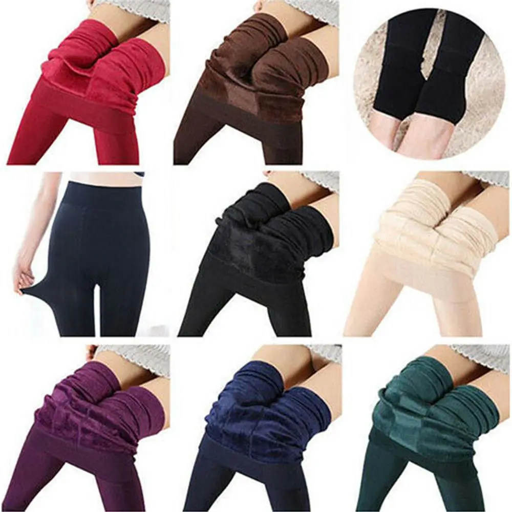 Women Winter Thermal Warm Thick Pantyhose Fluff Lined Stretch Slim Leggings Pants