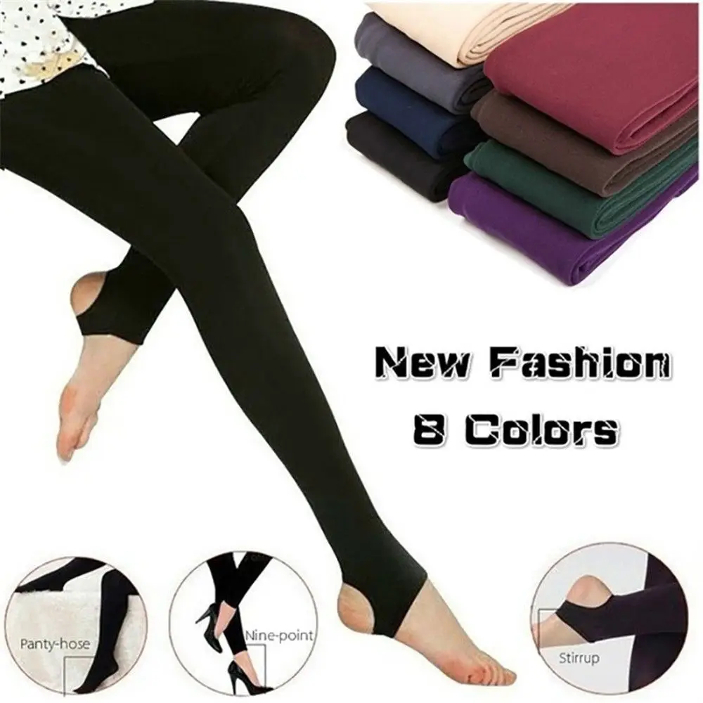 Women Winter Thermal Warm Thick Pantyhose Fluff Lined Stretch Slim Leggings Pants