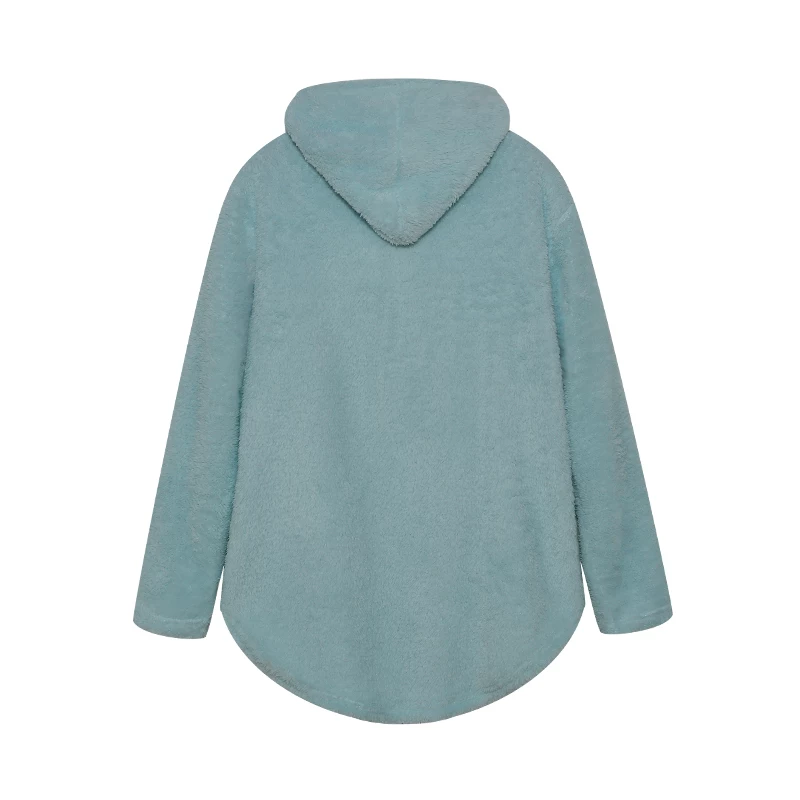Fashion Trend Autumn and Winter Press-pleated Printed Turn-collar Long-sleeved Shirt Two-piece Furry Coat