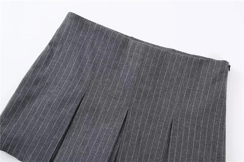 MUJER Women's Shorts Skirts High Waist Pleated Skirt Shorts Women Striped Bermuda Shorts Woman Fashion Casual Mini Shorts Women