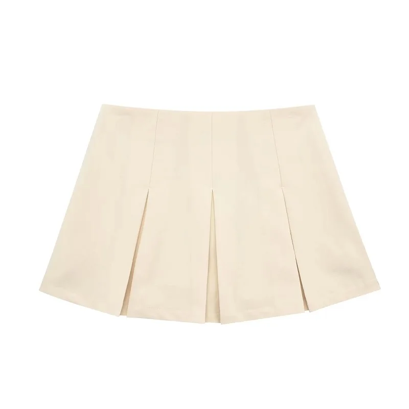 MUJER Women's Shorts Skirts High Waist Pleated Skirt Shorts Women Striped Bermuda Shorts Woman Fashion Casual Mini Shorts Women