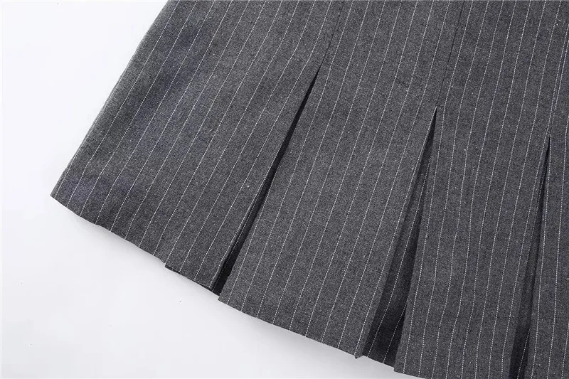 MUJER Women's Shorts Skirts High Waist Pleated Skirt Shorts Women Striped Bermuda Shorts Woman Fashion Casual Mini Shorts Women