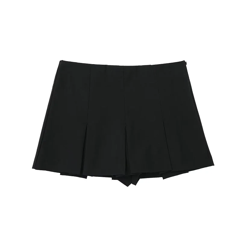 MUJER Women's Shorts Skirts High Waist Pleated Skirt Shorts Women Striped Bermuda Shorts Woman Fashion Casual Mini Shorts Women