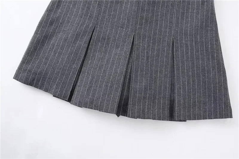MUJER Women's Shorts Skirts High Waist Pleated Skirt Shorts Women Striped Bermuda Shorts Woman Fashion Casual Mini Shorts Women