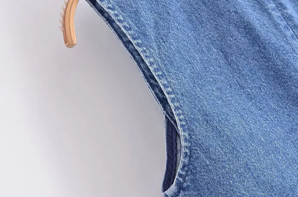 Women Fashion Front Button Denim Waistcoat Vintage V Neck Sleeveless Female Outerwear Chic Vest Tops