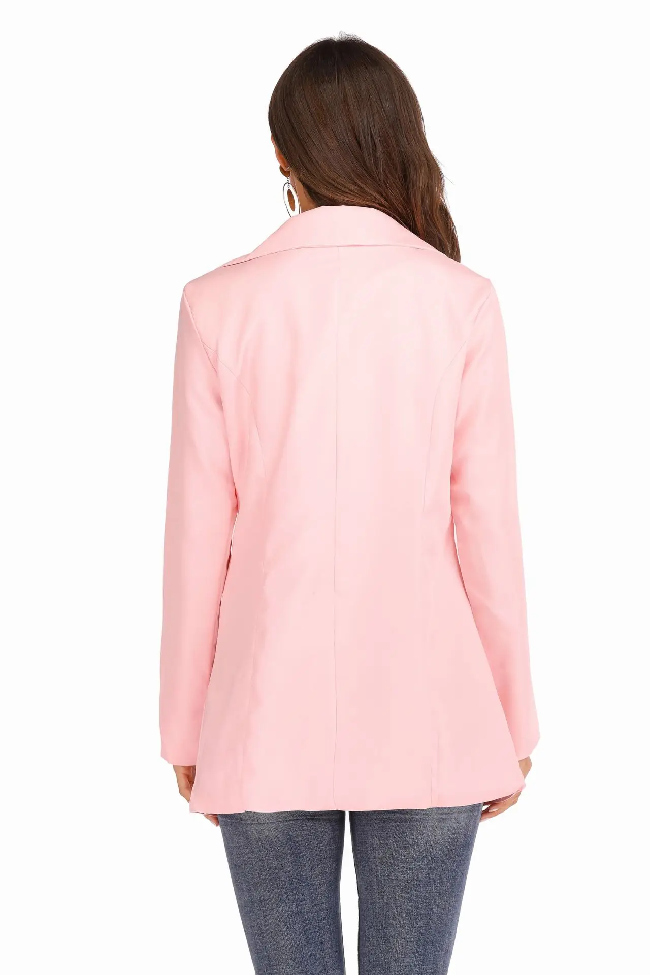 European and American Fashion Casual Suit Polo Neck Slim Fit Cardigan Temperament Women's  Coat Spring and Autumn 2024