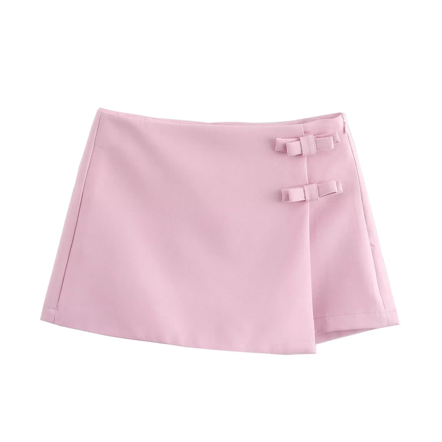 HXAO Bow Pink Skort For Women High Waist Mini White Skirt Pants Fashion Summer Women's Skort Streetwear Asymmetric Culottes