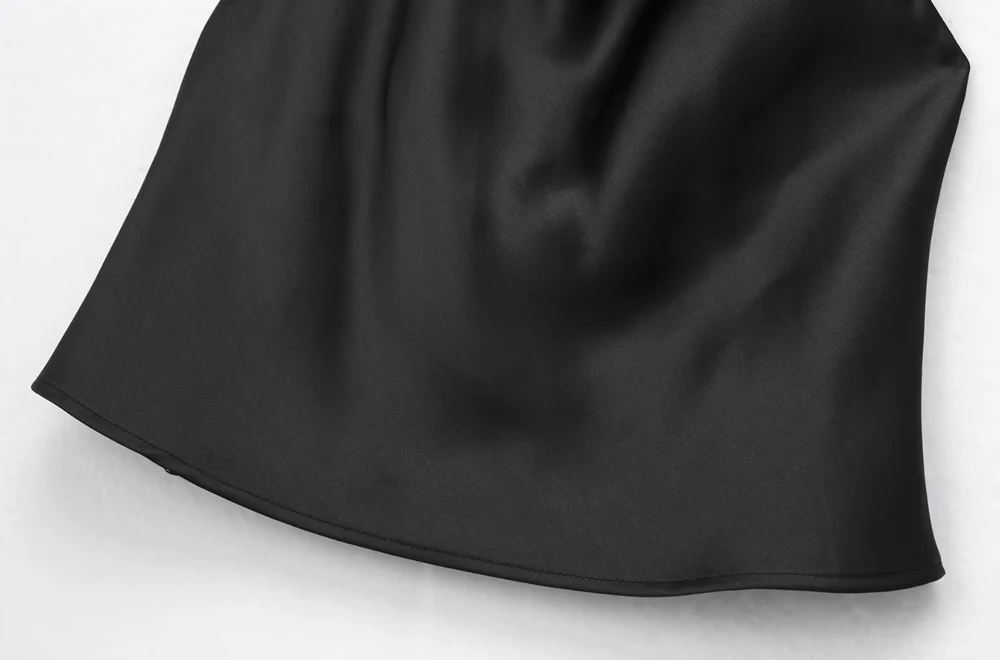 Women Fashion Satin Flowing Halterneck Tank Tops Sexy Backless With Button Female Camis Mujer