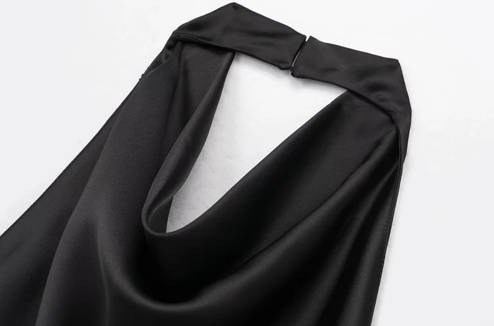 Women Fashion Satin Flowing Halterneck Tank Tops Sexy Backless With Button Female Camis Mujer