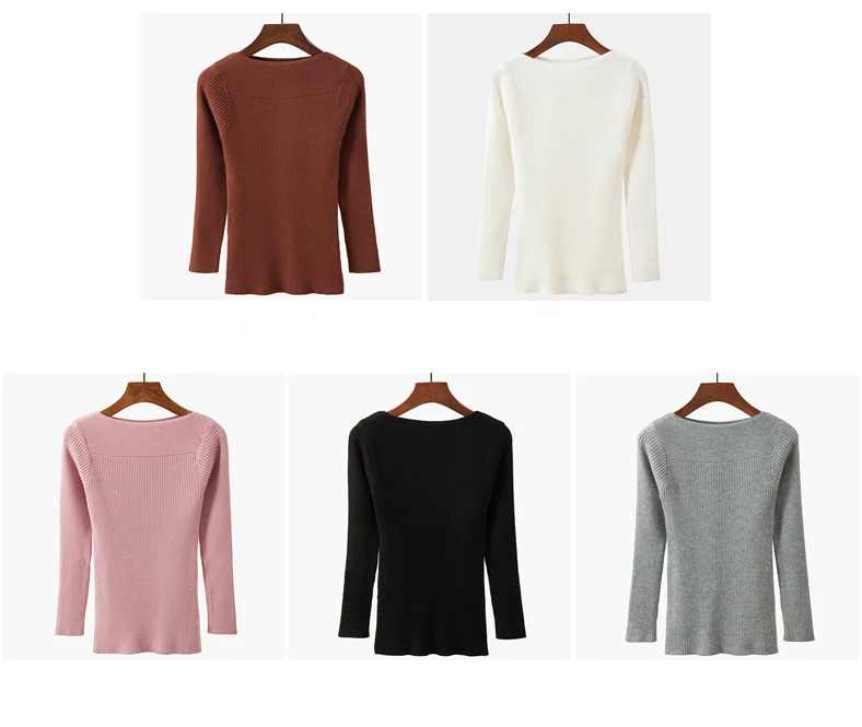 HELIAR Women Ribbed Slash Neck Slim Sweater Knitted Long Sleeve Office Sweaters Casual Solid Pullovers For Women 2025 Autumn