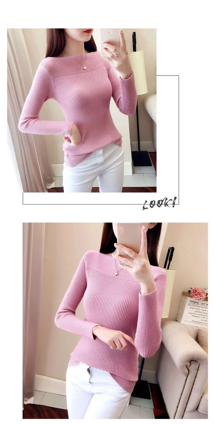 HELIAR Women Ribbed Slash Neck Slim Sweater Knitted Long Sleeve Office Sweaters Casual Solid Pullovers For Women 2025 Autumn