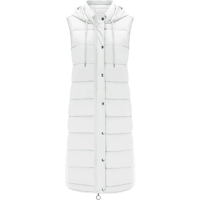 Long with Hood Outdoor Vest Down Women's Jacket Quilted Coat Sleeveless Jacket Winter Light Weight Sweaters