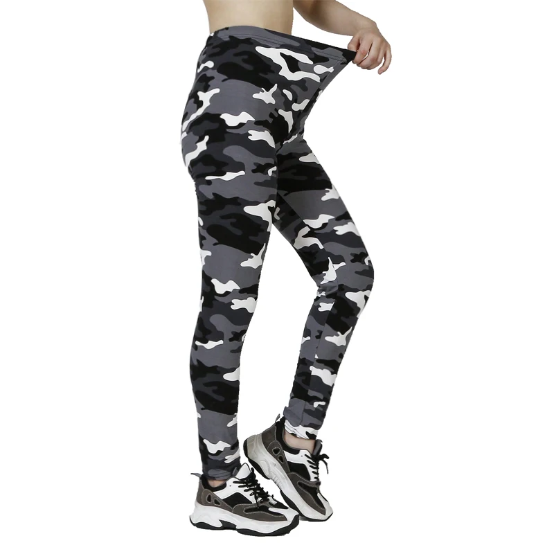 Camouflage Printed White Gray Sexy Women's Leggings Sports Jacket Tight Pants High Elasticity Slim Fit Tight Pants