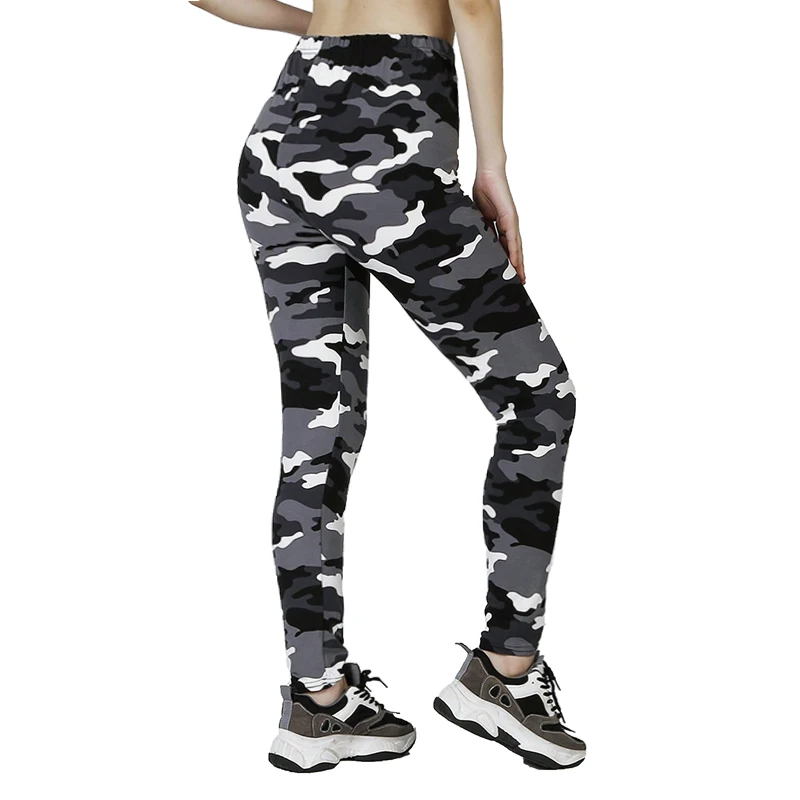Camouflage Printed White Gray Sexy Women's Leggings Sports Jacket Tight Pants High Elasticity Slim Fit Tight Pants