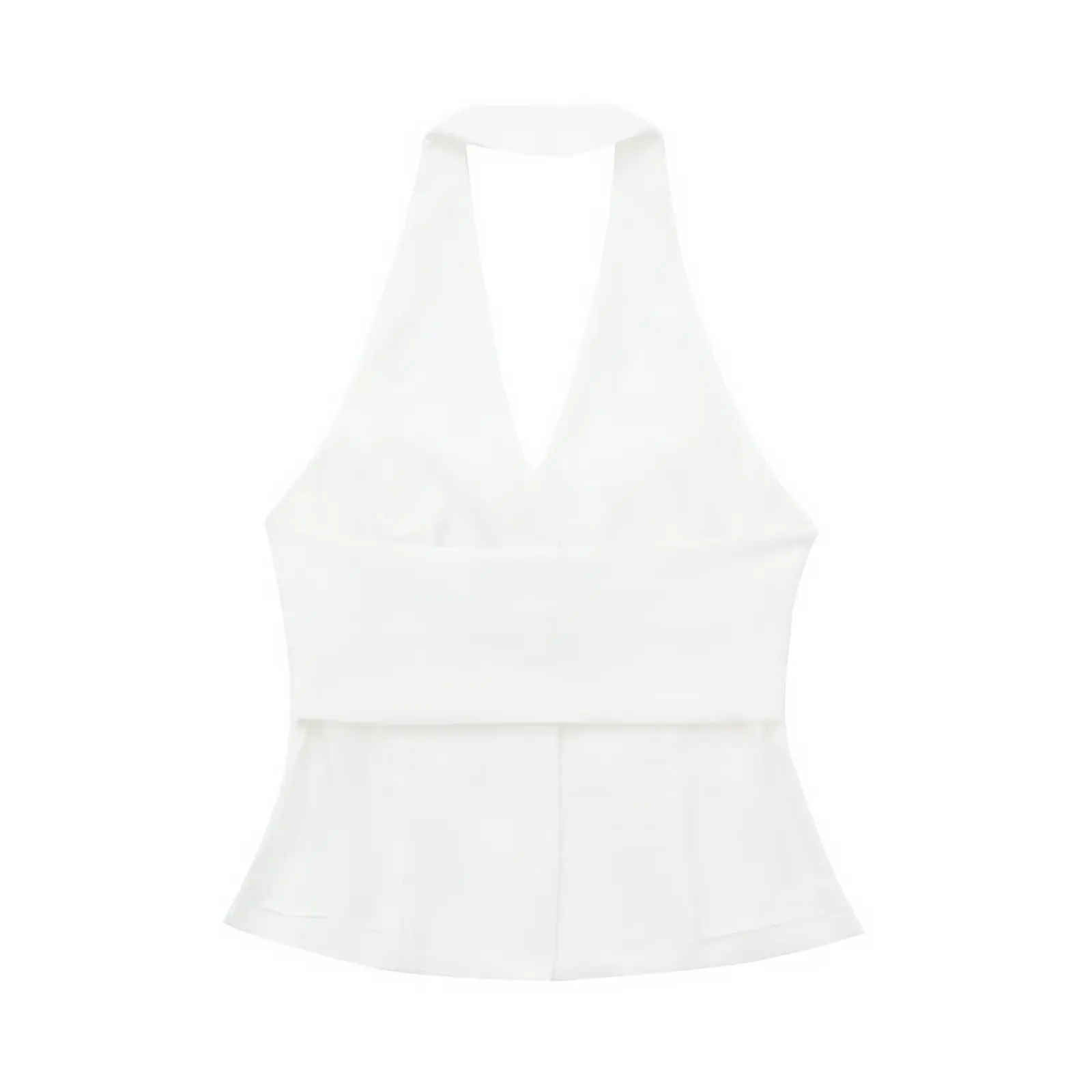 HH Women 2 Piece Set Halter Neck Single-Breasted Pocket Sleeveless Halter Vest Tops+High Waist Zipper Pockets Wide Leg Pant