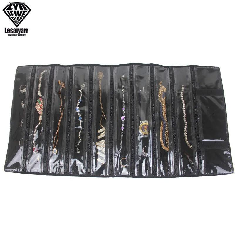 Portable Velvet Travel Jewelry Case Roll Bag Organizer for Necklace Chain Bracelet Jewellery Display Holder Travel Case Bag