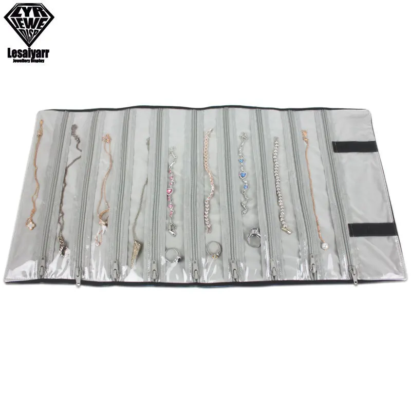 Portable Velvet Travel Jewelry Case Roll Bag Organizer for Necklace Chain Bracelet Jewellery Display Holder Travel Case Bag