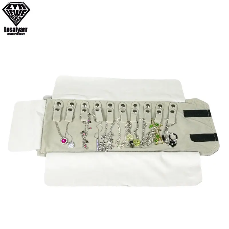 Portable Velvet Travel Jewelry Case Roll Bag Organizer for Necklace Chain Bracelet Jewellery Display Holder Travel Case Bag