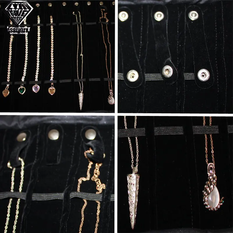 Portable Velvet Travel Jewelry Case Roll Bag Organizer for Necklace Chain Bracelet Jewellery Display Holder Travel Case Bag