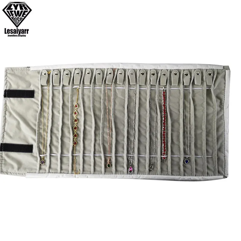 Portable Velvet Travel Jewelry Case Roll Bag Organizer for Necklace Chain Bracelet Jewellery Display Holder Travel Case Bag