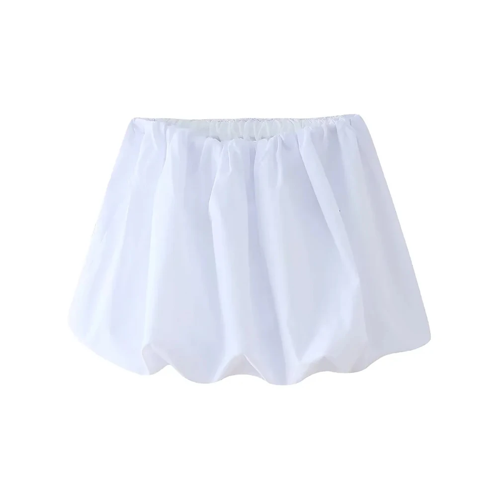 Women's Balloon Mini Skirt, Mid Elastic Waist, Voluminous Hem, Female Skirts, Fashion