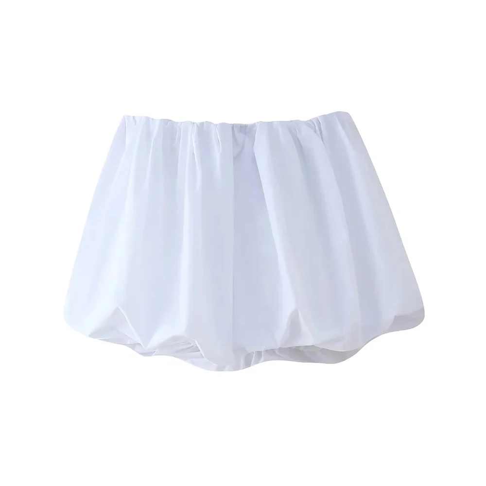 Women's Balloon Mini Skirt, Mid Elastic Waist, Voluminous Hem, Female Skirts, Fashion