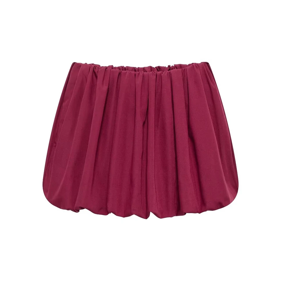 Women's Balloon Mini Skirt, Mid Elastic Waist, Voluminous Hem, Female Skirts, Fashion