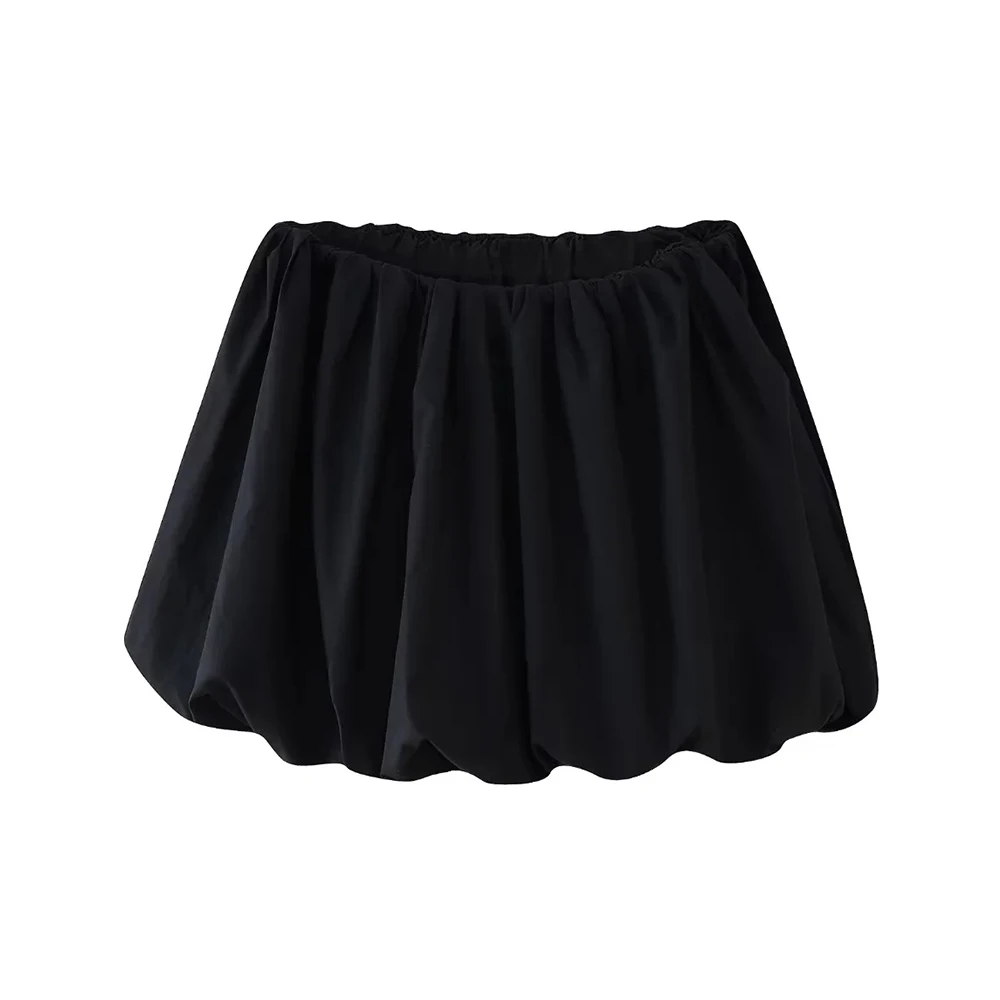 Women's Balloon Mini Skirt, Mid Elastic Waist, Voluminous Hem, Female Skirts, Fashion