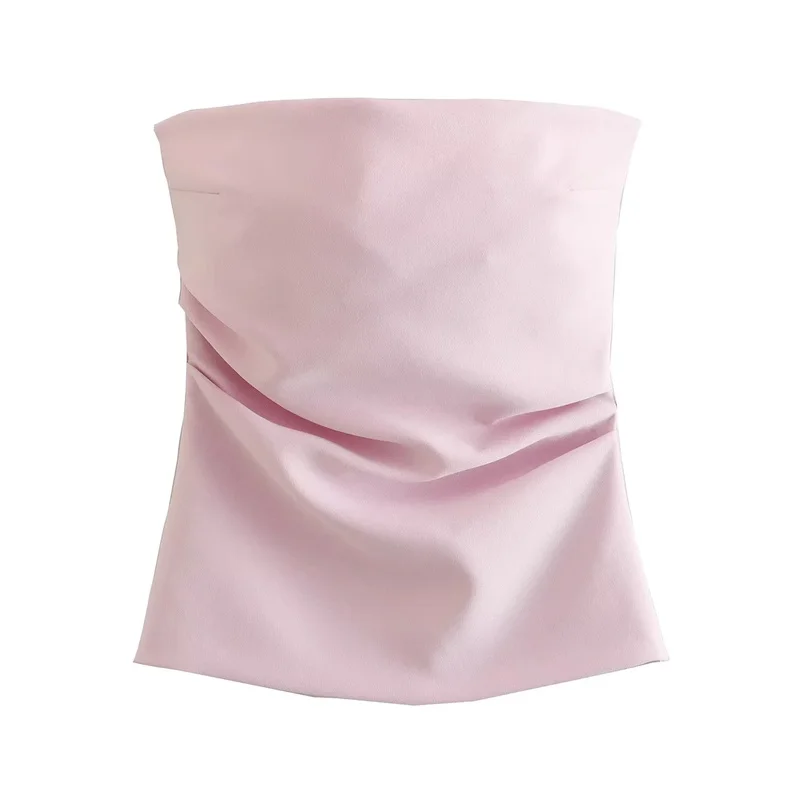 MUJER off Shoulder Crop Top Woman Ruched Backless Tube Top Women Summer Corset Top Female Sexy Tanks Camis Tops for Women 2025