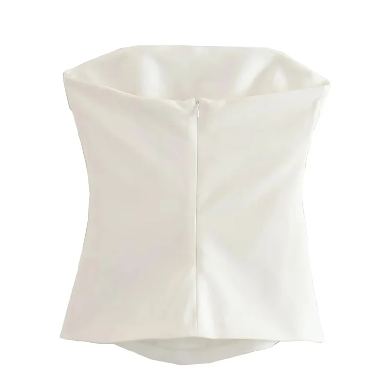 MUJER off Shoulder Crop Top Woman Ruched Backless Tube Top Women Summer Corset Top Female Sexy Tanks Camis Tops for Women 2025