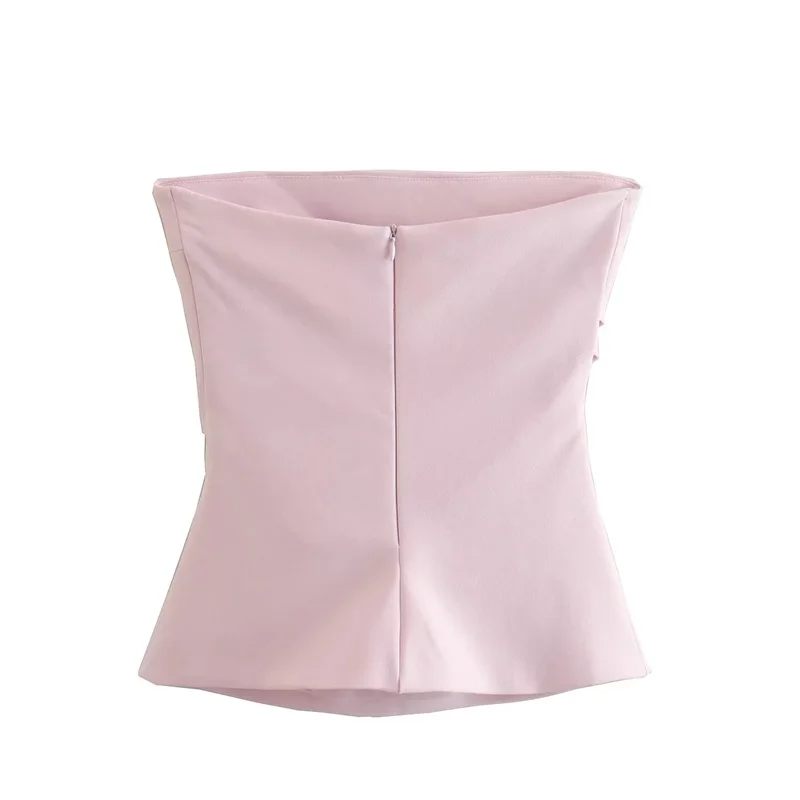 MUJER off Shoulder Crop Top Woman Ruched Backless Tube Top Women Summer Corset Top Female Sexy Tanks Camis Tops for Women 2025
