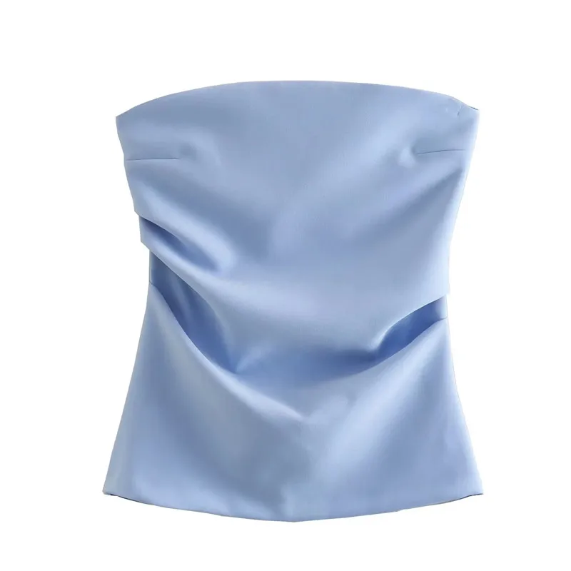 MUJER off Shoulder Crop Top Woman Ruched Backless Tube Top Women Summer Corset Top Female Sexy Tanks Camis Tops for Women 2025