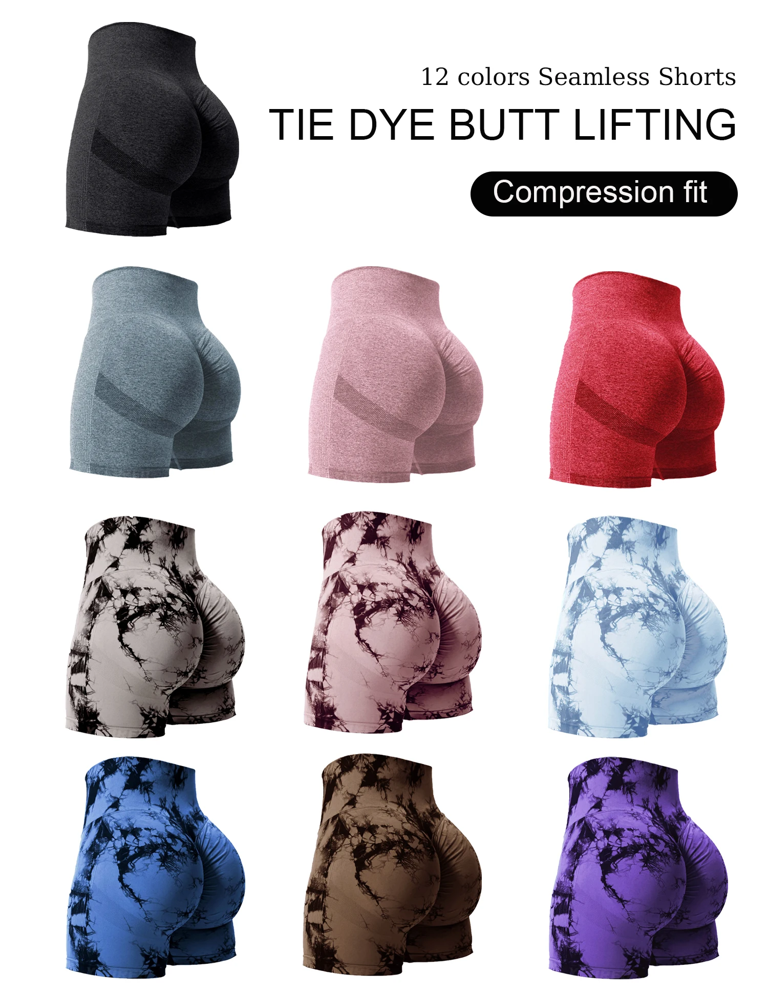 Butt Lifting Tie Dye Summer Shorts Woman High Waist Stretch Sport Shorts Outdoors Summer Outdoors Shorts Woman