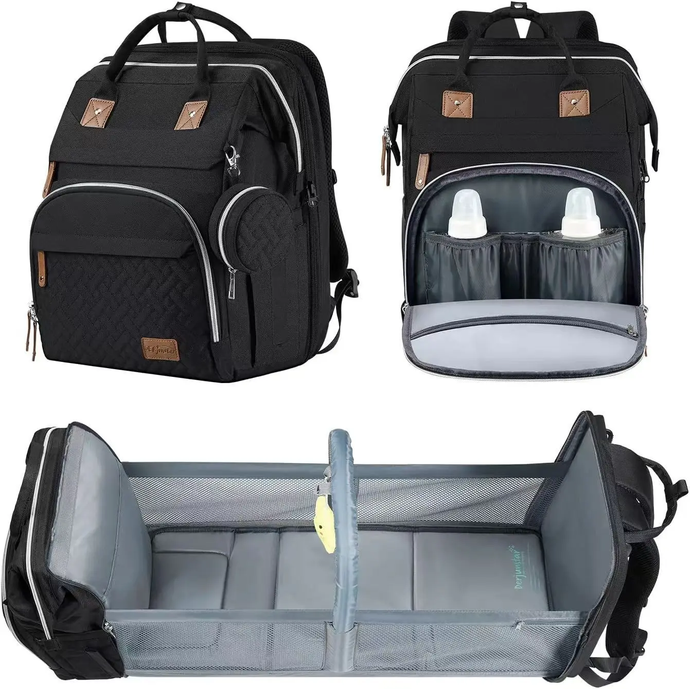 Multifunctional Bed Diaper Backpack Baby Girl Boy Nappy Changing Bag Large Capacity Folding Crib Nursing Mommy Bag for Travel